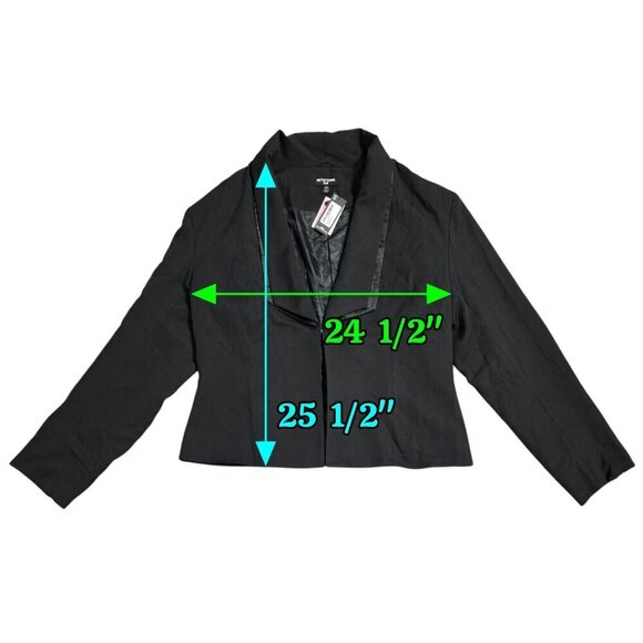 Pretty Little Thing NWT Avani Black Suit Jacket Satin Trim Evening Party - Picture 4 of 9
